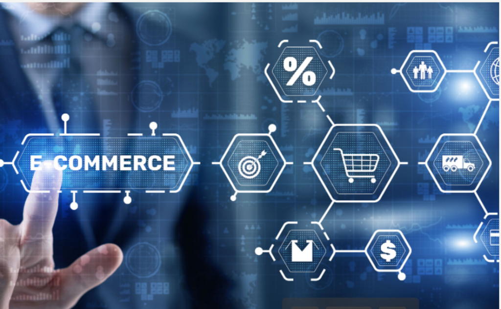 Ecommerce in Pakistan digital business icons diagram showing online shopping and growth