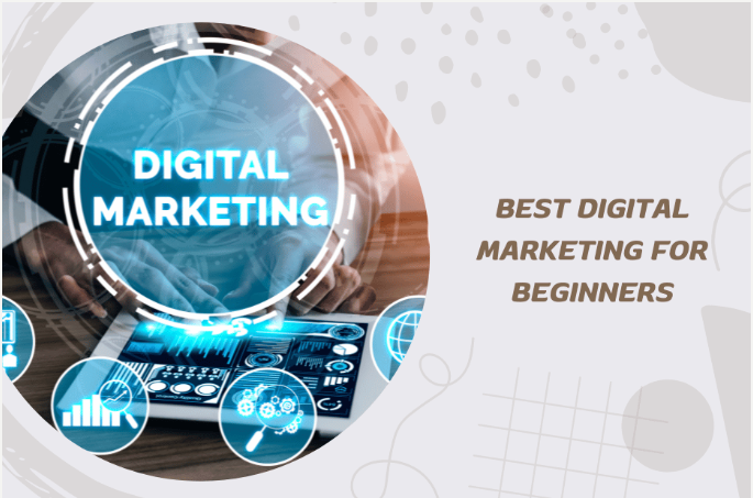 Best digital marketing for beginners guide with circular blue design