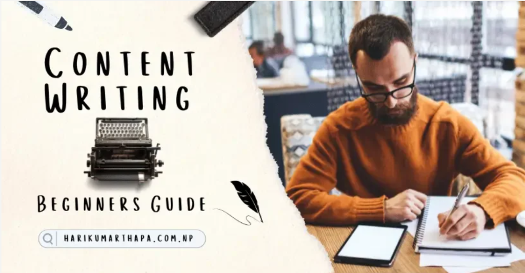 Content Writing Beginner's Guide with a man practicing writing skills